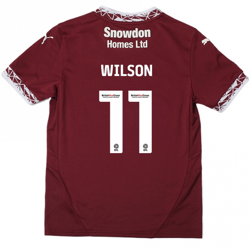 Men Football James Wilson #11 Burgundy Home Jersey 2024/25 T-Shirt Australia