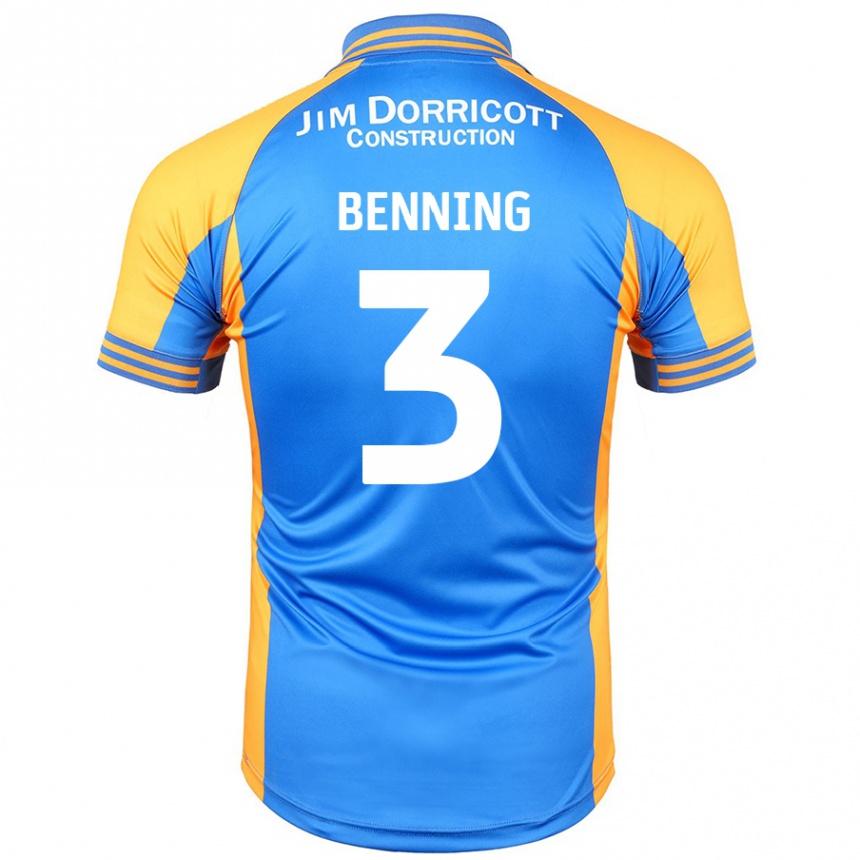 Men Football Mal Benning #3 Blue Amber Home Jersey 2024/25 T-Shirt Australia