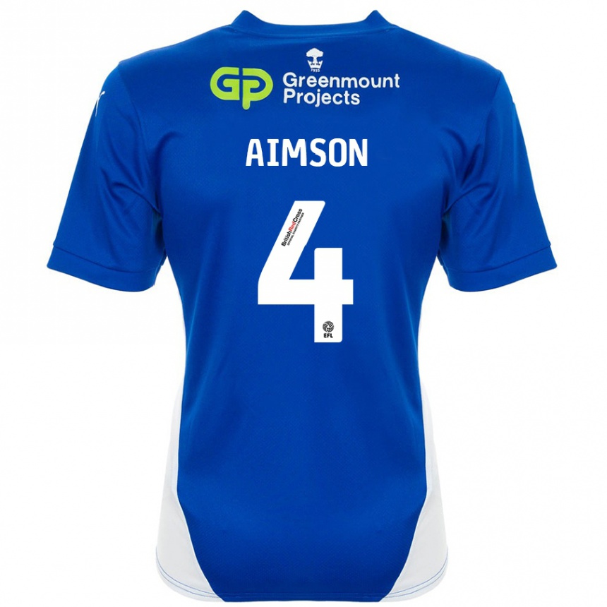 Men Football Will Aimson #4 Blue White Home Jersey 2024/25 T-Shirt Australia