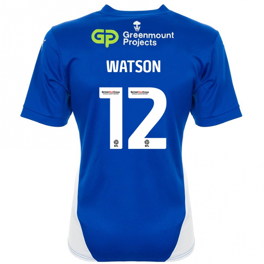 Men Football Tom Watson #12 Blue White Home Jersey 2024/25 T-Shirt Australia