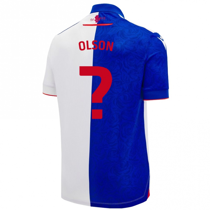 Men Football Charlie Olson #0 Sky Blue White Home Jersey 2024/25 T-Shirt Australia