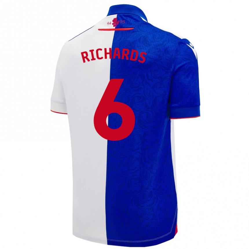 Men Football Jade Richards #6 Sky Blue White Home Jersey 2024/25 T-Shirt Australia