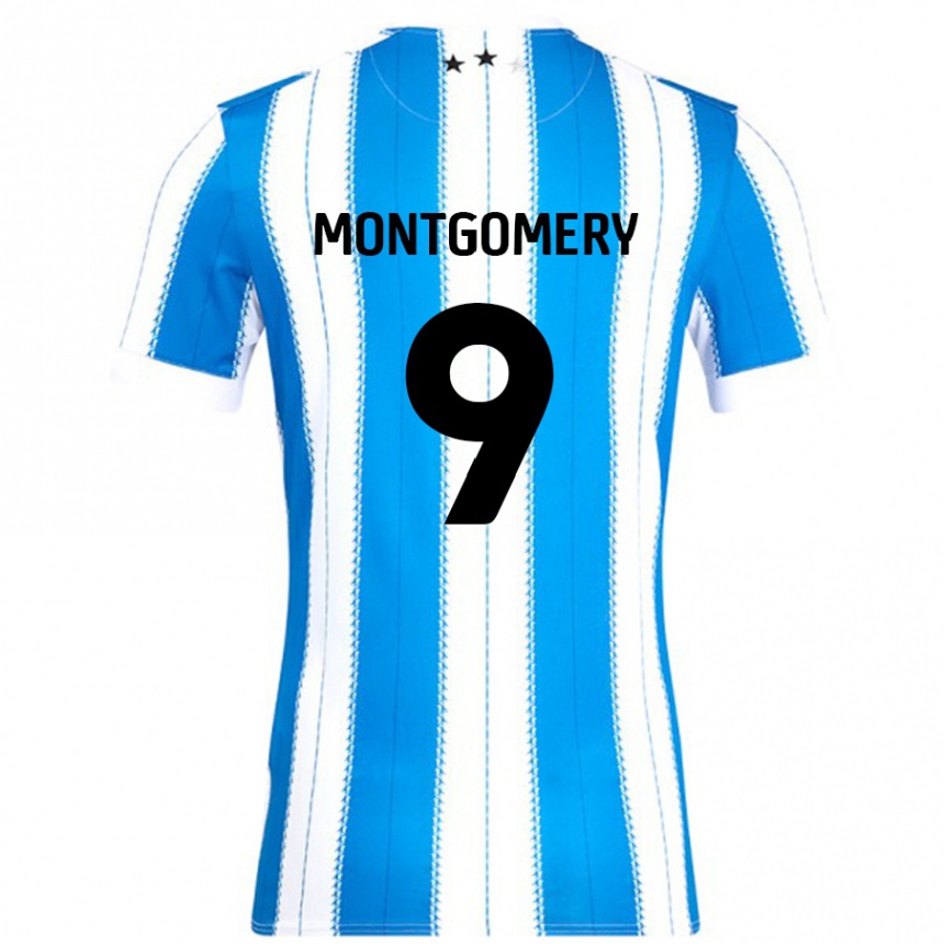 Men Football Ria Montgomery #9 Blue White Home Jersey 2024/25 T-Shirt Australia