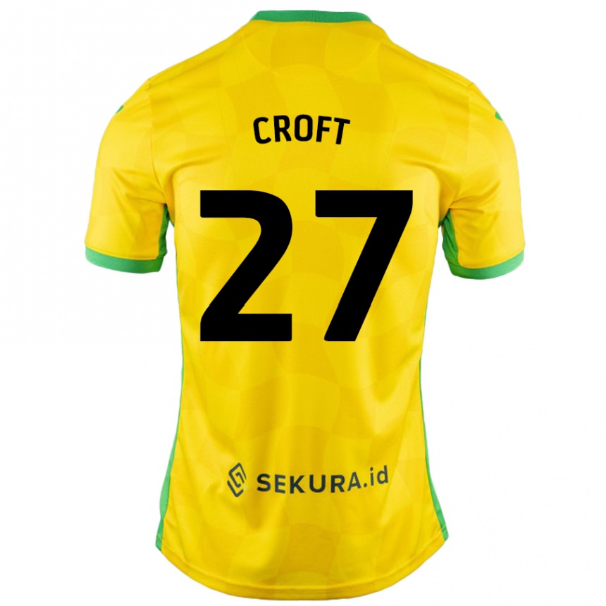 Men Football Mary Croft #27 Yellow Green Home Jersey 2024/25 T-Shirt Australia