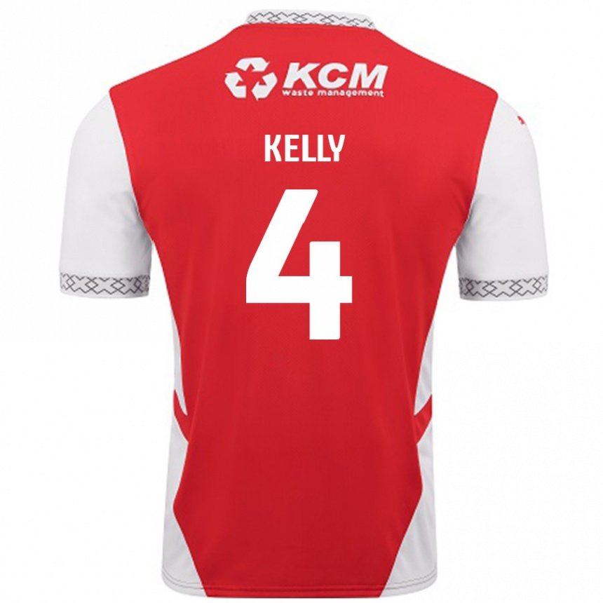 Men Football Liam Kelly #4 Red White Home Jersey 2024/25 T-Shirt Australia