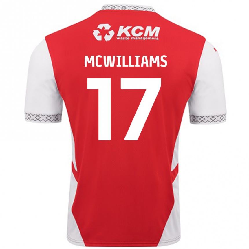 Men Football Shaun Mcwilliams #17 Red White Home Jersey 2024/25 T-Shirt Australia