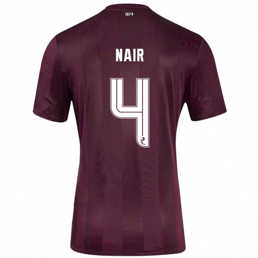 Men Football Kenzi Nair #4 Burgundy Home Jersey 2024/25 T-Shirt Australia