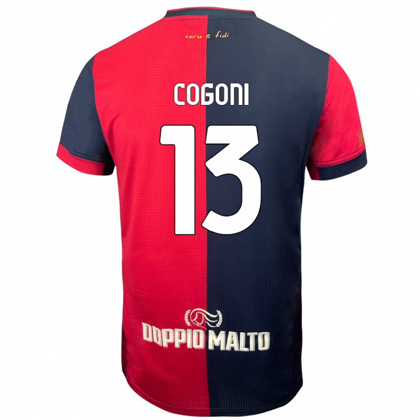 Men Football Andrea Cogoni #13 Red Darker Blue Home Jersey 2024/25 T-Shirt Australia