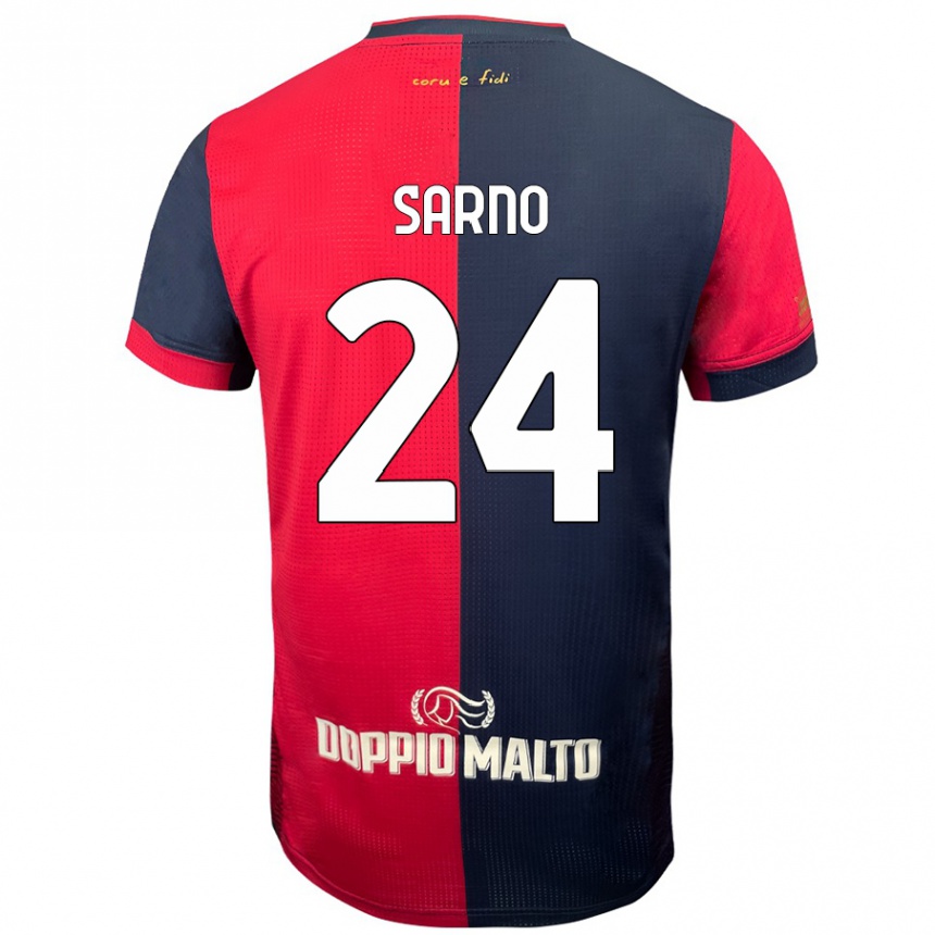 Men Football Vincenzo Sarno #24 Red Darker Blue Home Jersey 2024/25 T-Shirt Australia