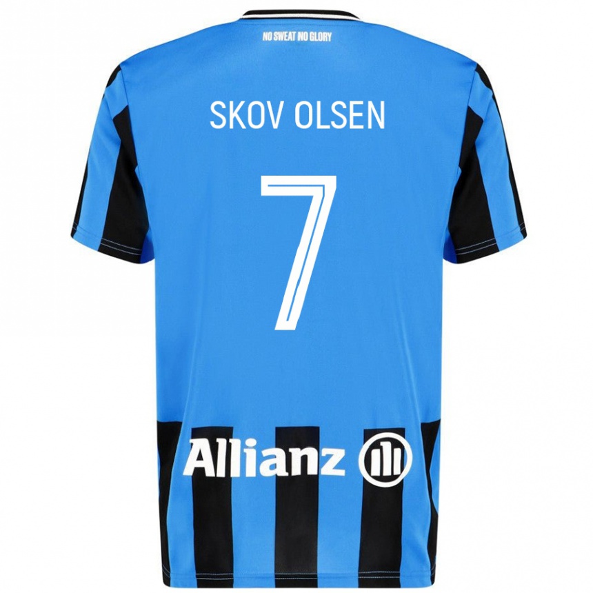 Men Football Andreas Skov Olsen #7 Sky Blue Black Home Jersey 2024/25 T-Shirt Australia