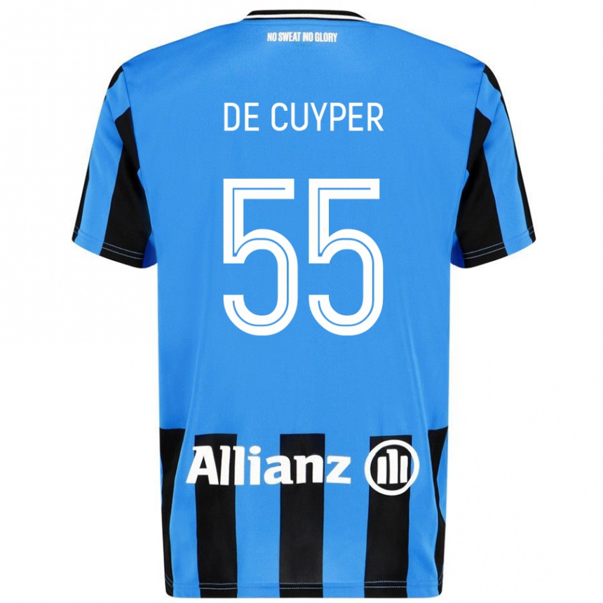 Men Football Maxim De Cuyper #55 Sky Blue Black Home Jersey 2024/25 T-Shirt Australia