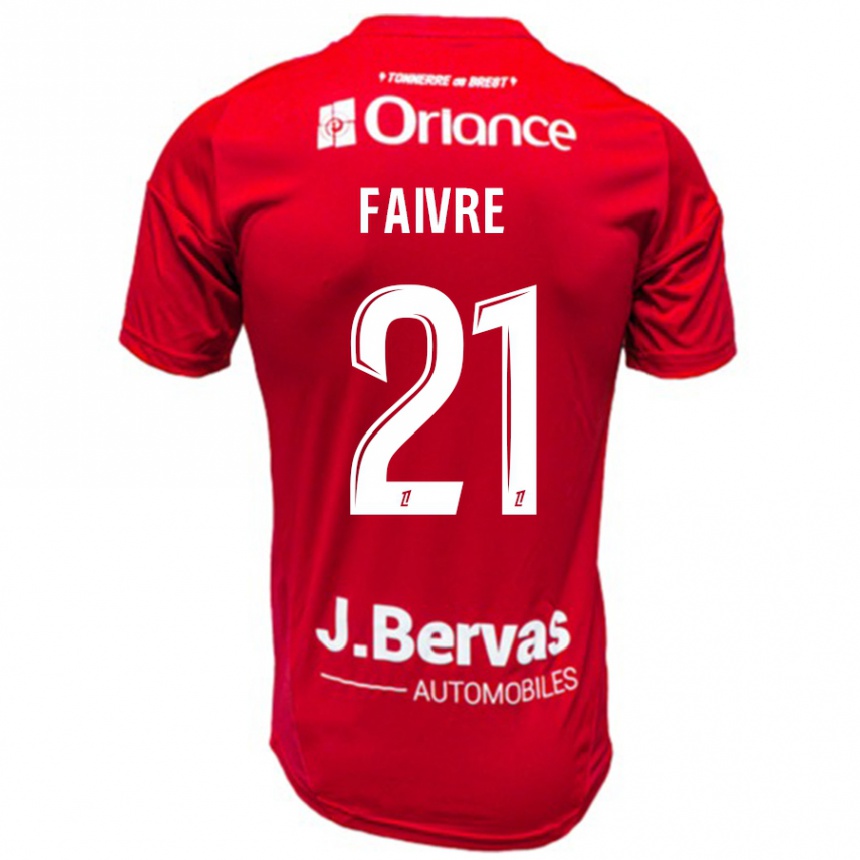 Men Football Romain Faivre #21 Red White Home Jersey 2024/25 T-Shirt Australia