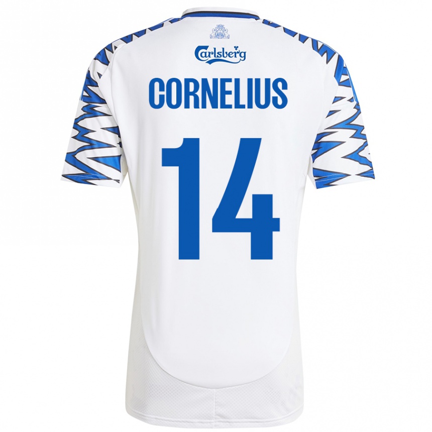 Men Football Andreas Cornelius #14 White Sky Blue Home Jersey 2024/25 T-Shirt Australia