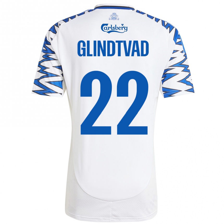 Men Football William Glindtvad #22 White Sky Blue Home Jersey 2024/25 T-Shirt Australia