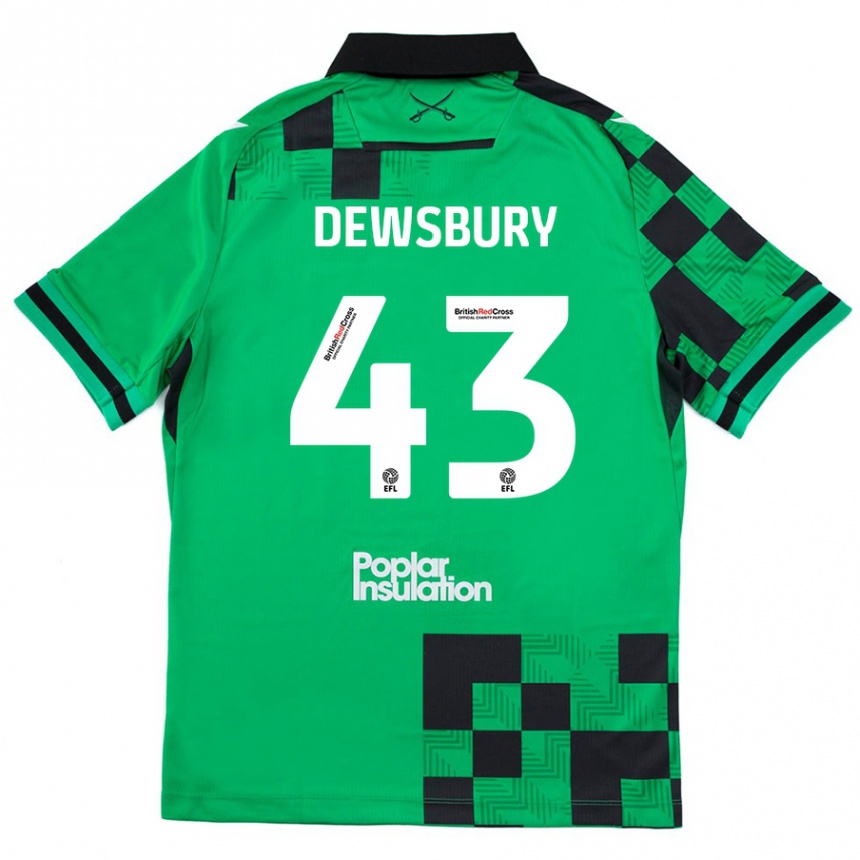 Men Football Ollie Dewsbury #43 Green Black Away Jersey 2024/25 T-Shirt Australia