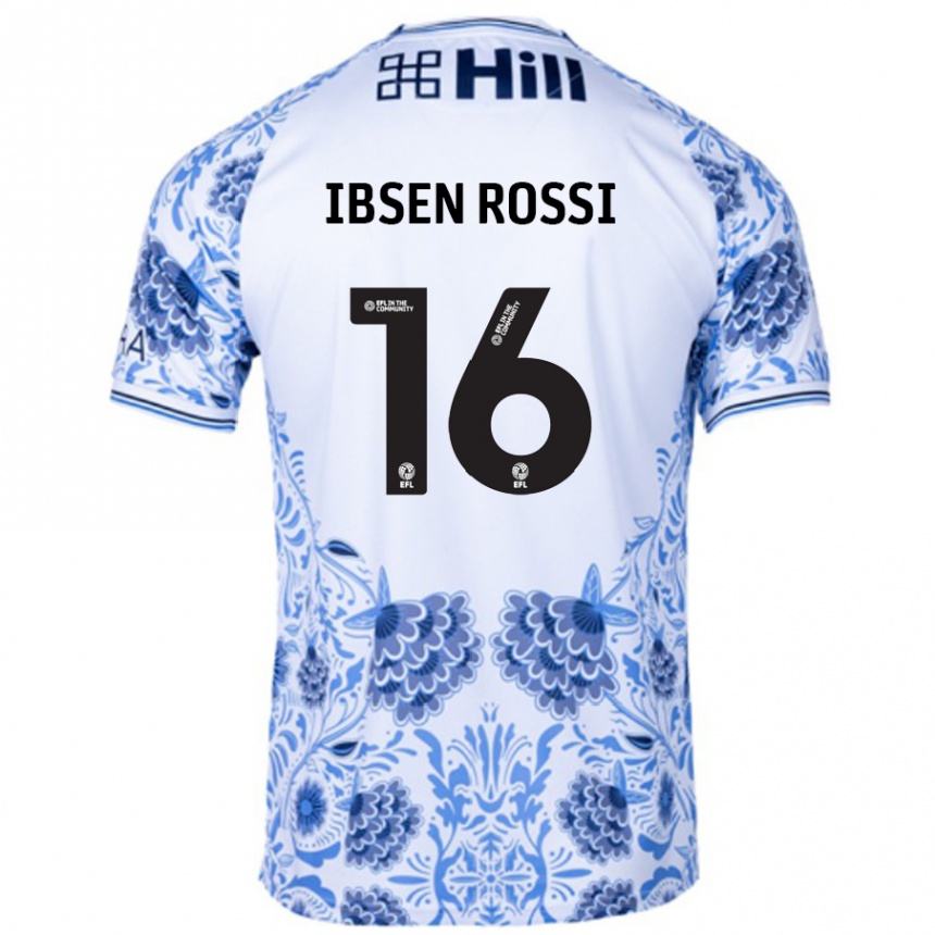 Men Football Zeno Ibsen Rossi #16 White Blue Away Jersey 2024/25 T-Shirt Australia