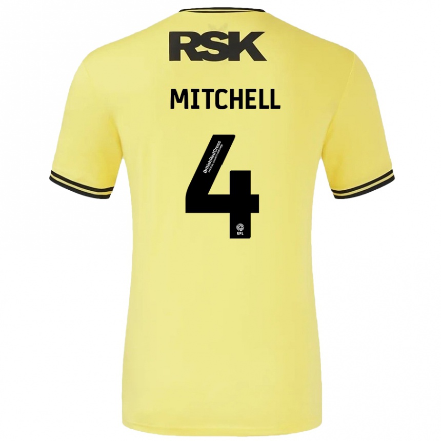 Men Football Alex Mitchell #4 Yellow Black Away Jersey 2024/25 T-Shirt Australia