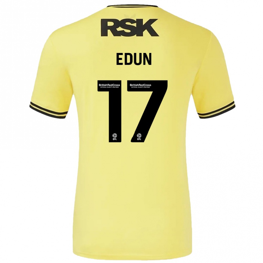 Men Football Tayo Edun #17 Yellow Black Away Jersey 2024/25 T-Shirt Australia