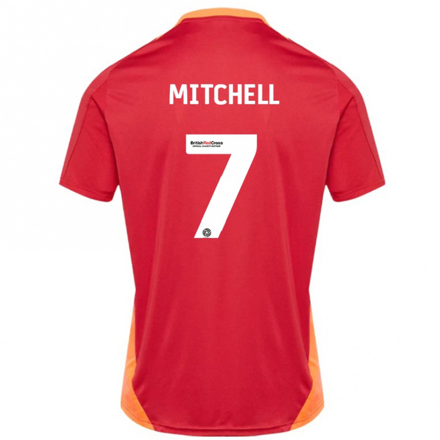 Men Football Demetri Mitchell #7 Blue Off White Away Jersey 2024/25 T-Shirt Australia