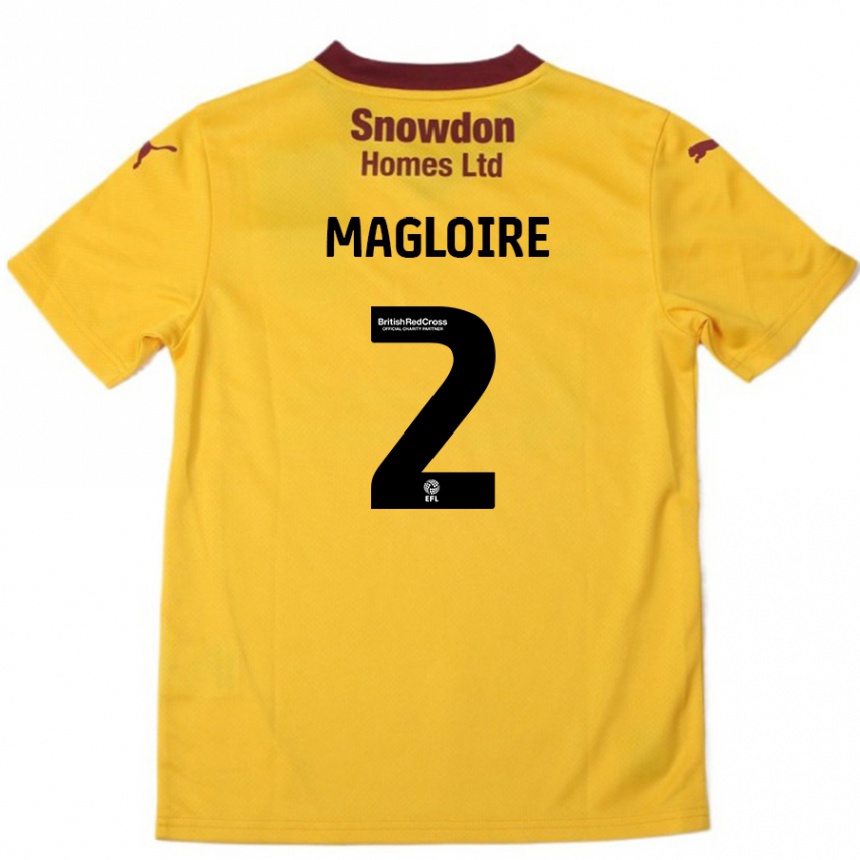 Men Football Tyler Magloire #2 Orange  Burgundy Away Jersey 2024/25 T-Shirt Australia