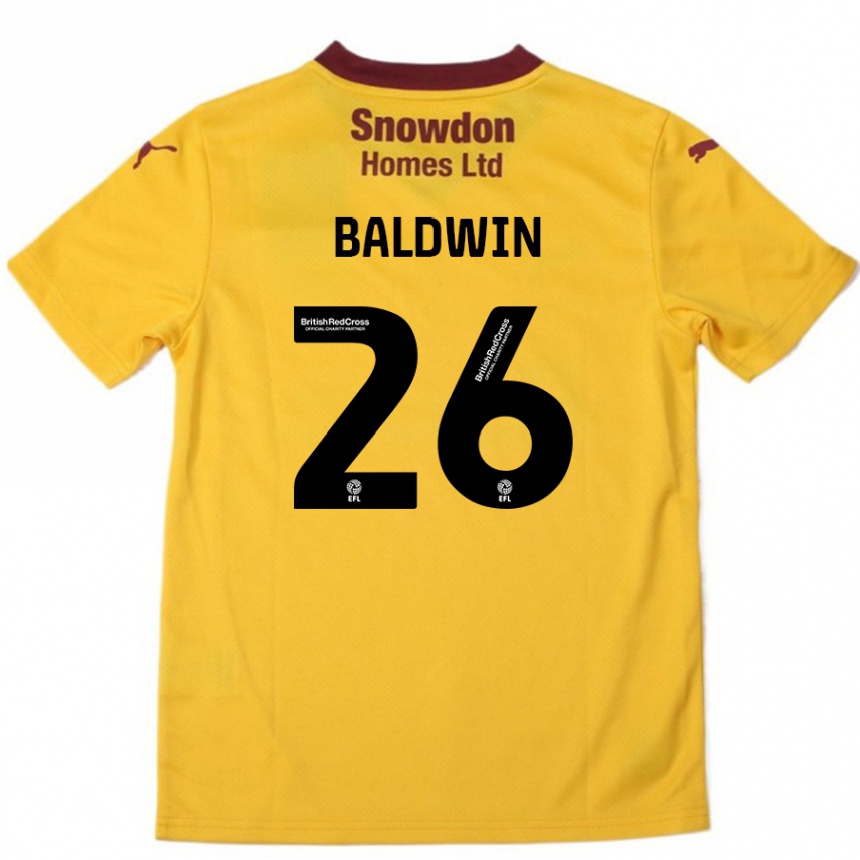 Men Football Jack Baldwin #26 Orange  Burgundy Away Jersey 2024/25 T-Shirt Australia