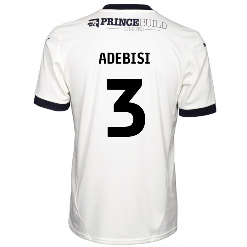 Men Football Rio Adebisi #3 Off White Black Away Jersey 2024/25 T-Shirt Australia