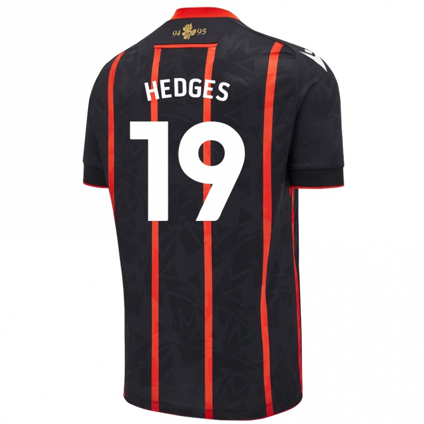 Men Football Ryan Hedges #19 Black Red Away Jersey 2024/25 T-Shirt Australia