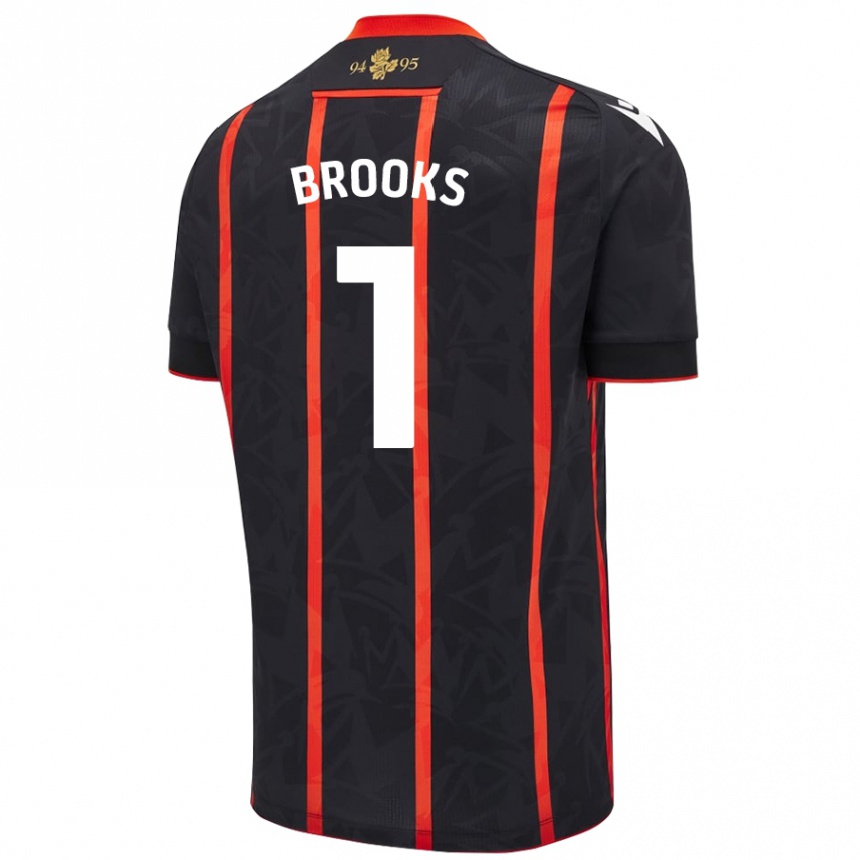 Men Football Alexandra Brooks #1 Black Red Away Jersey 2024/25 T-Shirt Australia