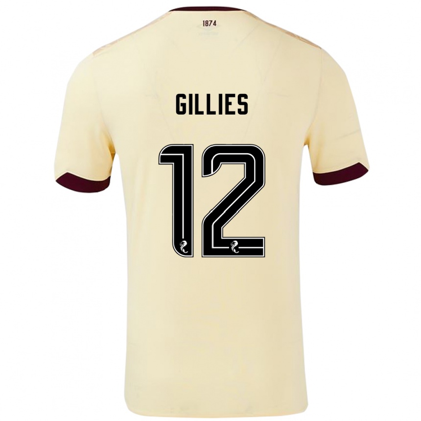 Men Football Matthew Gillies #12 Cream Burgundy Away Jersey 2024/25 T-Shirt Australia