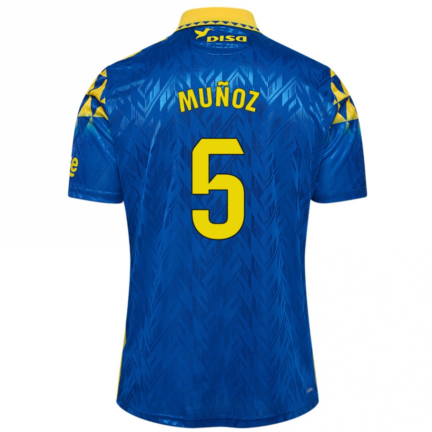 Men Football Javi Muñoz #5 Blue Yellow Away Jersey 2024/25 T-Shirt Australia