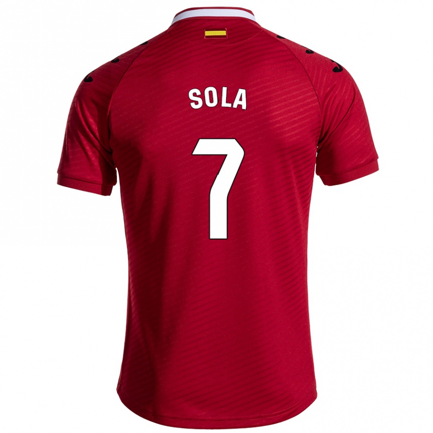 Men Football Álex Sola #7 Dark Red Away Jersey 2024/25 T-Shirt Australia