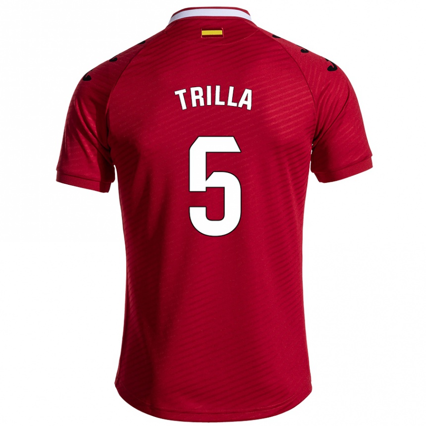 Men Football Guillem Trilla #5 Dark Red Away Jersey 2024/25 T-Shirt Australia