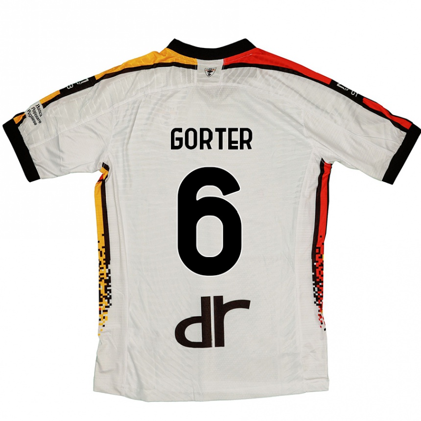 Men Football Olaf Gorter #6 White Black Away Jersey 2024/25 T-Shirt Australia