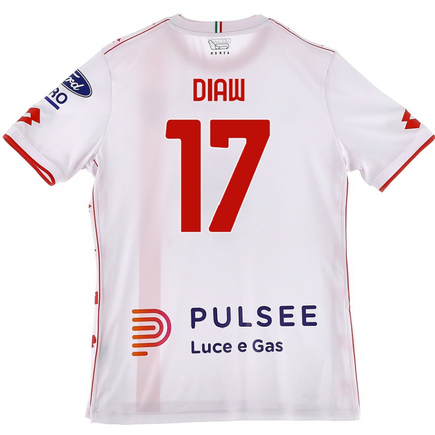 Men Football Davide Diaw #17 White Red Away Jersey 2024/25 T-Shirt Australia