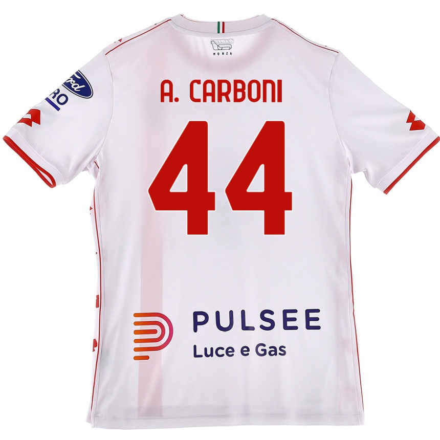 Men Football Andrea Carboni #44 White Red Away Jersey 2024/25 T-Shirt Australia