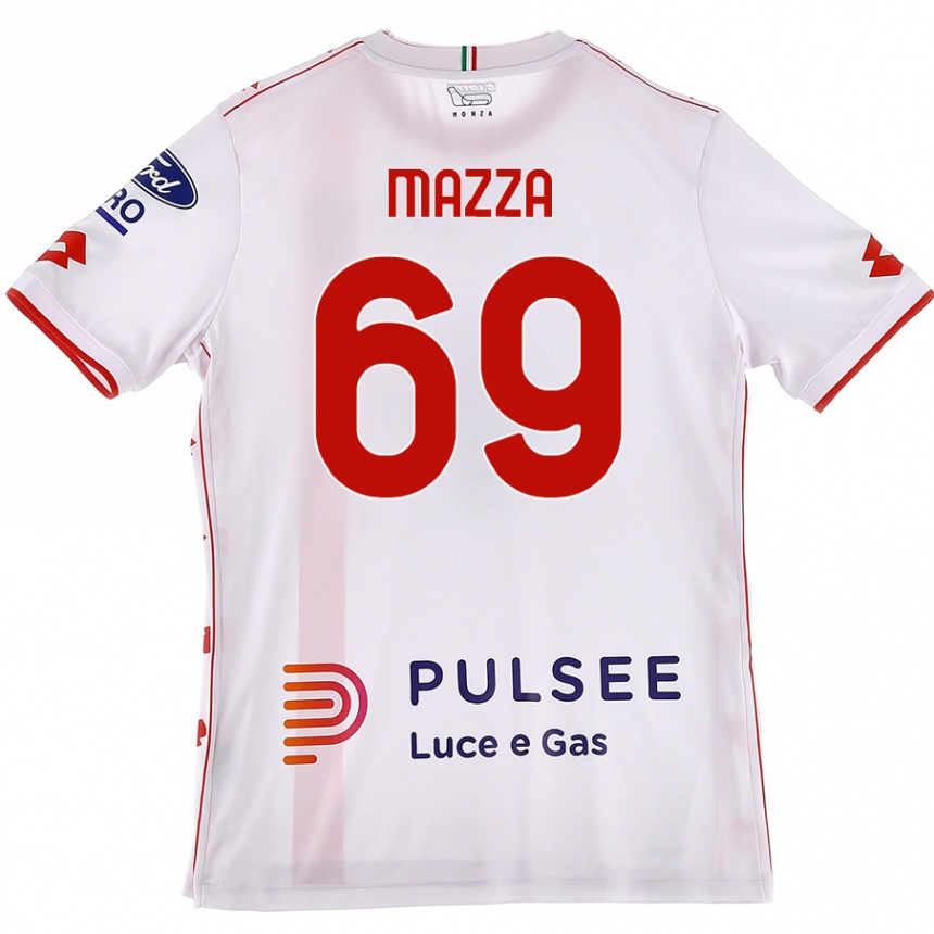 Men Football Andrea Mazza #69 White Red Away Jersey 2024/25 T-Shirt Australia