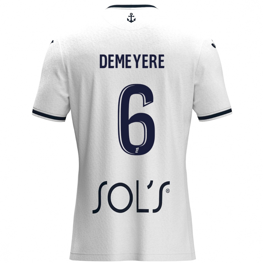 Men Football Silke Demeyere #6 White Dark Blue Away Jersey 2024/25 T-Shirt Australia