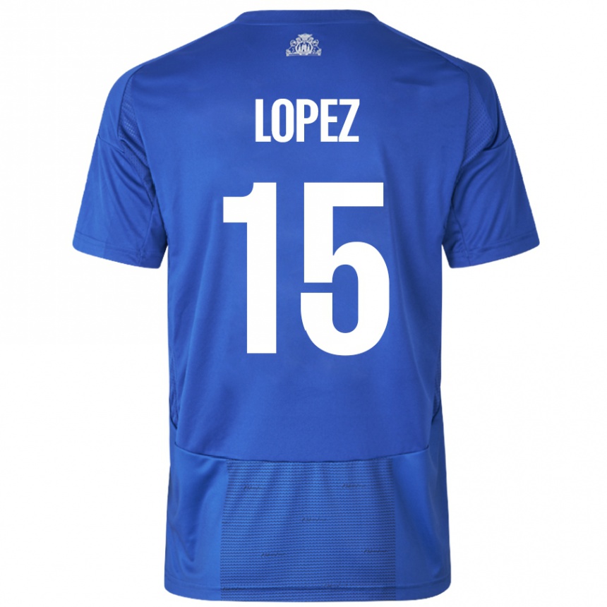 Men Football Marcos López #15 White Blue Away Jersey 2024/25 T-Shirt Australia