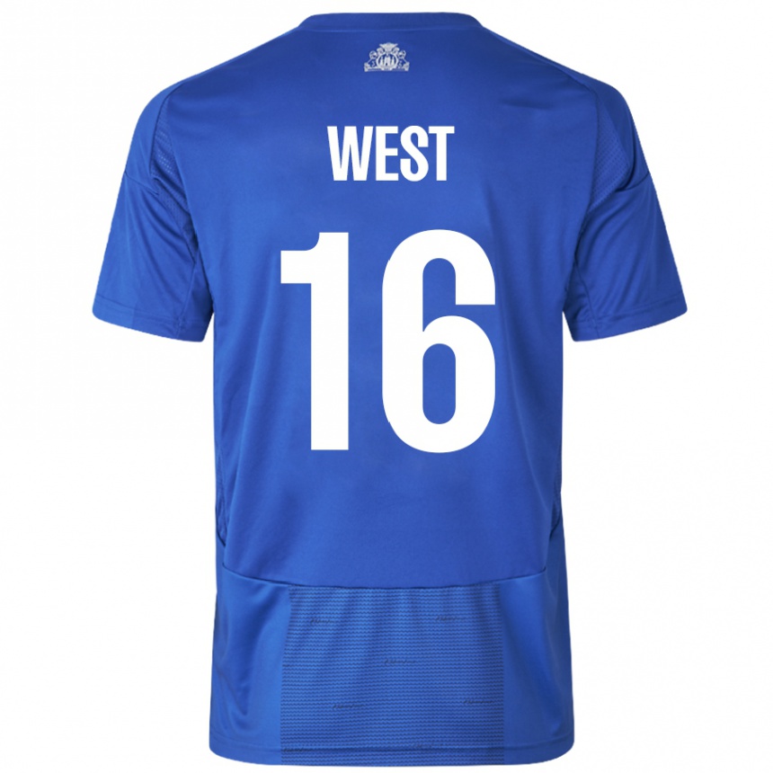 Men Football Liam West #16 White Blue Away Jersey 2024/25 T-Shirt Australia