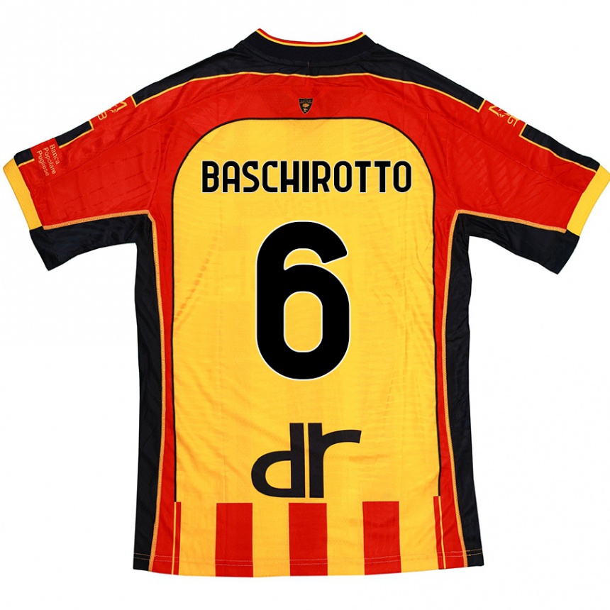 Women Football Federico Baschirotto #6 Yellow Red Home Jersey 2024/25 T-Shirt Australia