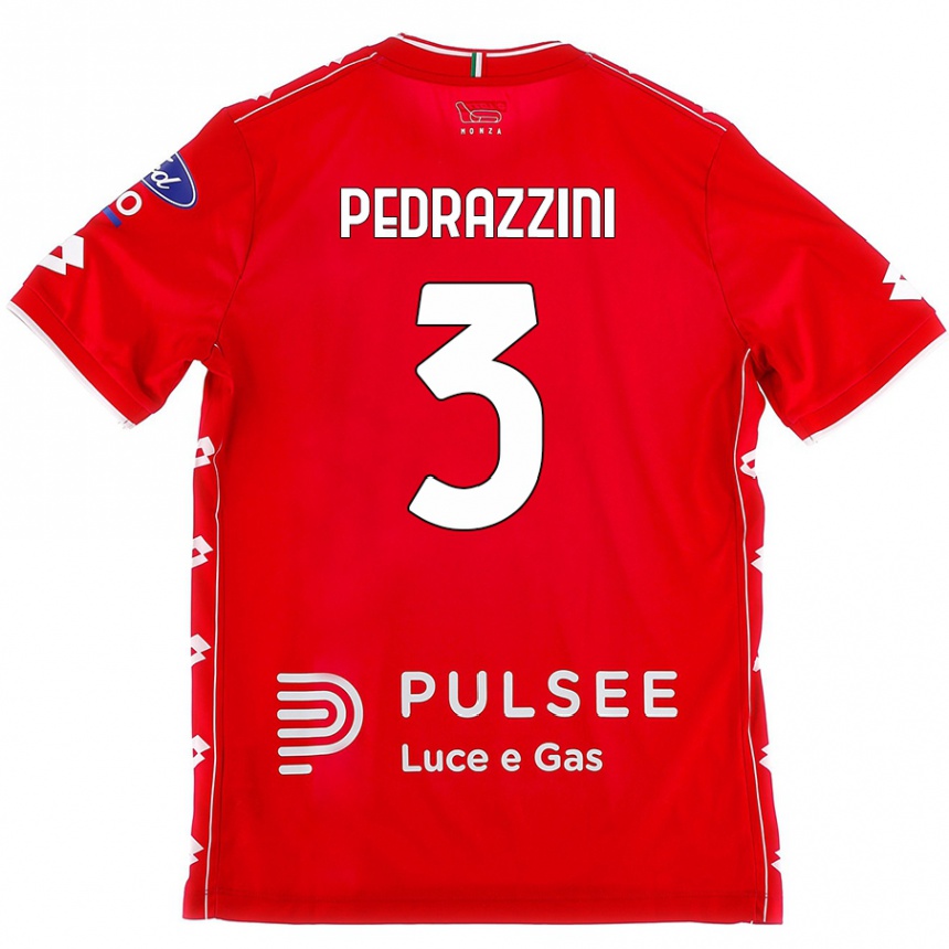 Women Football Carlo Pedrazzini #3 Red White Home Jersey 2024/25 T-Shirt Australia