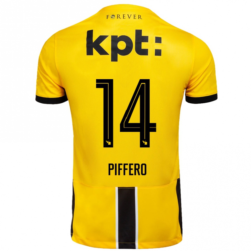 Women Football David Piffero #14 Yellow Black Home Jersey 2024/25 T-Shirt Australia