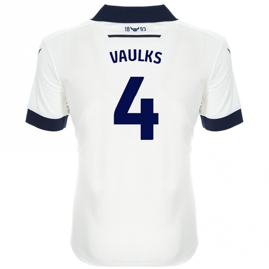 Women Football Will Vaulks #4 White Navy Blue Away Jersey 2024/25 T-Shirt Australia