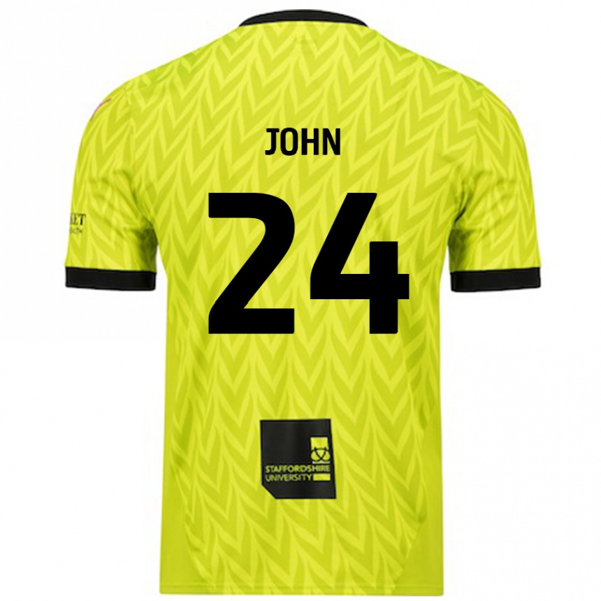 Women Football Kyle John #24 Fluorescent Green Away Jersey 2024/25 T-Shirt Australia