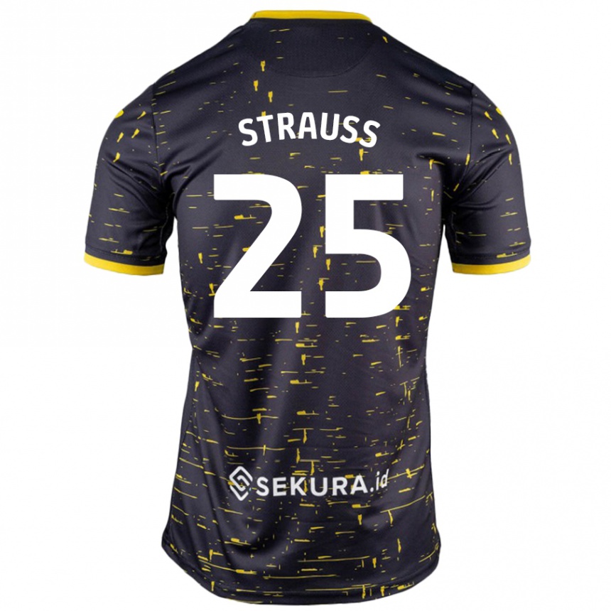 Women Football Hope Strauss #25 Black Yellow Away Jersey 2024/25 T-Shirt Australia