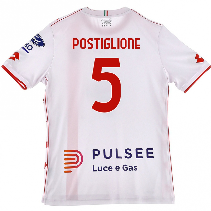 Women Football Nicolò Postiglione #5 White Red Away Jersey 2024/25 T-Shirt Australia