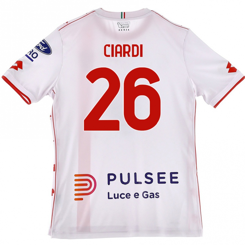 Women Football Tommaso Ciardi #26 White Red Away Jersey 2024/25 T-Shirt Australia